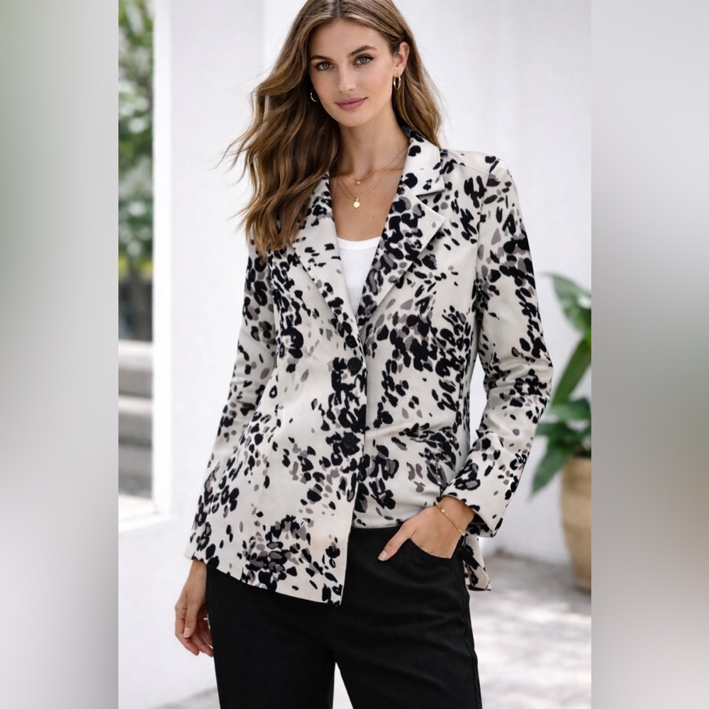 Laura Ashley Animal Print Blazer Classic Minimalist Parisian Academia Artistic